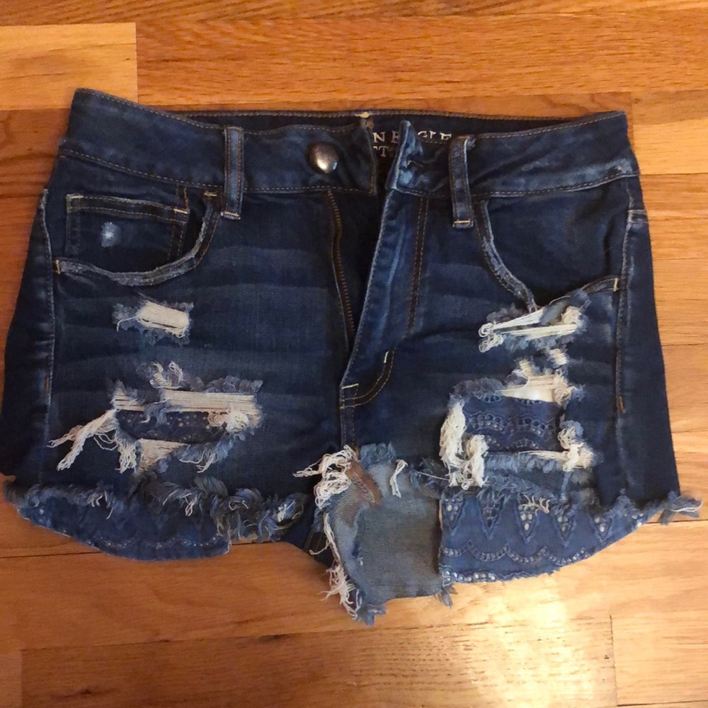American eagle “hi-rise” distressed shorts
